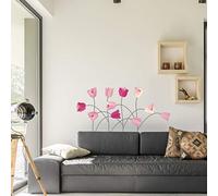 Ambiance Sticker Autocollant Muraux Décoration Adhésifs Fleurs Tulipes Roses Sticker Murale pour Bébé, Chambre d'enfant et Salon - H50 x L70 cm