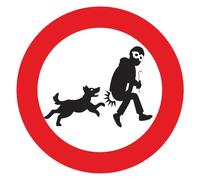 Ambiance Sticker Autocollant Panneau de Signalisation Adhesive Chien de Garde Signalétique Laminé Plastifié Résistant à l'eau et aux UV - Attention au Chien je Monte la Garde Rond - 15 cm ⌀