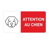 Ambiance Sticker Autocollant Panneau de Signalisation Adhesive Chien de Garde Signalétique Laminé Plastifié Résistant à l'eau et aux UV - Attention au Chien je Monte la Garde - H6 x L12 cm