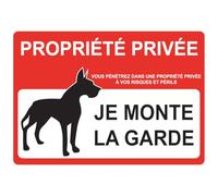 Ambiance Sticker Autocollant Panneau de Signalisation Adhesive Chien de Garde Signalétique Laminé Plastifié Résistant à l'eau et aux UV - Attention au Chien je Monte la Garde - H10.5 x L15 cm