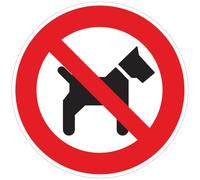 Ambiance Sticker Autocollant Panneau de Signalisation Adhesive Chien Signalétique Laminé Plastifié Résistant à l'eau et aux UV - Interdit auc Chiens et Chat Rond - 15 cm ⌀