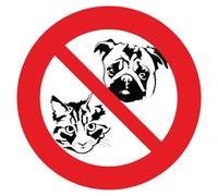 Ambiance Sticker Autocollant Panneau de Signalisation Adhesive Chien Signalétique Laminé Plastifié Résistant à l'eau et aux UV - Interdit auc Chiens et Chat Rond - 25 cm ⌀