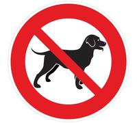 Ambiance Sticker Autocollant Panneau de Signalisation Adhesive Chien Signalétique Laminé Plastifié Résistant à l'eau et aux UV - Interdit auc Chiens et Chat Rond - 10 cm ⌀
