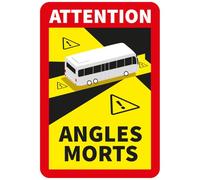 Ambiance Sticker Autocollant Signalétique Laminé Plastifié Résistant à l'eau et aux UV - Attention Angles Morts Obligatoire en France pour Les Véhicules Bus de Plus de 3,5 T - Lot de 12 (25x17cm)