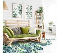 Ambiance Sticker Carreaux de Ciment pour Sol - Azulejos avec Laminat Protection en Plastique Anti-Dérapant | Stickers Adhésifs Carrelages Hexagones Cilvia Résistant à l'eau - 10 Pièces de 20x18 cm