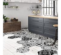 Ambiance Sticker Carreaux de Ciment pour Sol - Azulejos avec Laminat Protection en Plastique Anti-Dérapant | Stickers Adhésifs Carrelages Hexagones Saranzio Résistant à l'eau - 10 Pièces de 20x18 cm