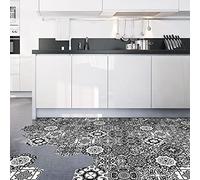 Ambiance Sticker Carreaux de Ciment pour Sol - Azulejos avec Laminat Protection en Plastique Anti-Dérapant | Stickers Adhésifs Carrelages Hexagones Lividia Résistant à l'eau - 10 Pièces de 20x18 cm