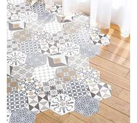 10 Stickers Sol hexagone azulejos 20x18cm anti-dérapant | Stickers Adhésifs Carrelages Hexagones sol résistant à l'eau | Autocollant Carreaux de ciment revêtement sol - Carrelage adhésif pour sols