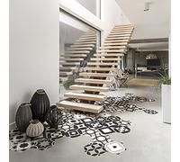 Ambiance Sticker Carreaux de Ciment pour Sol - Azulejos avec Laminat Protection en Plastique Anti-Dérapant | Stickers Adhésifs Carrelages Hexagones Rachelia Résistant à l'eau - 10 Pièces de 20x18 cm