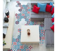 Ambiance Sticker Carreaux de Ciment pour Sol - Azulejos avec Laminat Protection en Plastique Anti-Dérapant | Stickers Adhésifs Carrelages Hexagones Anicia Résistant à l'eau - 10 Pièces de 20x18 cm