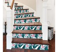 Ambiance Sticker Contremarche, Tropical San Francisco, Lot 2, 27x94.5cm | Autocollant escalier, stickers carrelage, ceramic tile effet carreaux de ciment, résistant chaleur et usure, wall tiles