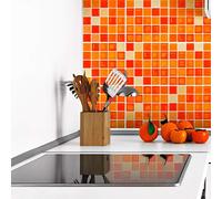 Ambiance Sticker Cuisine, Mosaïques Nuance Orange, Lot de 9, 20x20 cm