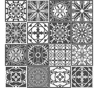 Ambiance Sticker Cuisine, Nuance Gris Originaux, Lot de 16, 10x10 cm | Stickers muraux, résistant à l'eau, vinyle adhésif, ciment, carreaux adhésif cuisine, adhésif mural, carrelage adhésif