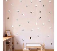 Ambiance Sticker Effet Miroir Autocollant Muraux Comme un Miroir 3D Métal Argentés Cercles en Papier Adhésifs Mirror-like Sticker Murale pour Bébé, Chambre d'enfant et Salon - Pack de 100 Stickers