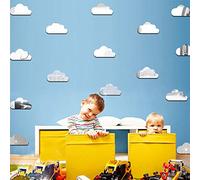 Ambiance Sticker Effet Miroir Autocollant Muraux Comme un Miroir 3D Métal Argentés Nuages en Papier Adhésifs Mirror-like Sticker Murale pour Bébé, Chambre d'enfant et Salon - Pack de 10 Stickers