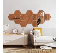 Ambiance Sticker Effet Miroir Autocollant Muraux Comme un Miroir Hexagones Rose Or Mirror-like Sticker Murale pour Bébé, Chambre d'enfant et Salon - Pack de 12 Stickers