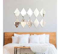 Ambiance Sticker Effet Miroir Autocollant Muraux Comme un Miroir Losanges Argentés Mirror-like Sticker Murale pour Bébé, Chambre d'enfant et Salon - Pack de 10 Stickers