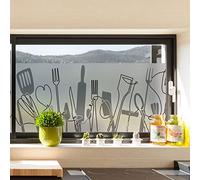 Film Fenêtre Anti Regard Occultant - Cuisine USTENSILES - Stickers pour Vitres & Porte de Douche - 40x200cm