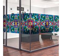 Film Fenêtre Anti Regard Occultant - VITRAIL LIANES ET FLEURS - Stickers pour Vitres & Porte de Douche - 40x200cm