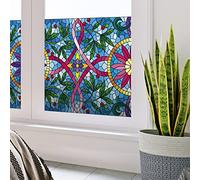 Film Fenêtre Anti Regard Occultant - VITRAIL LIANES ET Fleurs - Stickers pour Vitres & Porte de Douche - 40x100cm