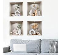 Ambiance Sticker Muraux, 3D Effet Vinyle Adhésifs Muraux, Peintures Murales Décoration Murale pour Chambre à Coucher, Cuisine, Bureau - Deco - Lot de 4 Pièces de 30 x 30 cm