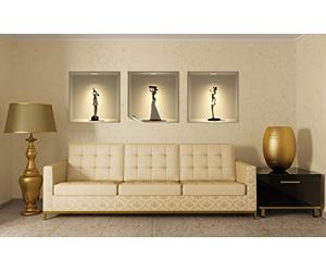 Ambiance Sticker Muraux, 3D Effet Vinyle Adhésifs Muraux, Peintures Murales Décoration Murale pour Chambre à Coucher, Cuisine, Bureau - Africaines - Lot de 3 Pièces de 30 x 30 cm