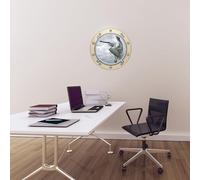 Ambiance Sticker Muraux Chambre Adulte Adhesif Mural Effet 3D Autocollant pour Cuisine Décoration Trompe l'œil Salon - Hublot Mouette - H70 x L50 cm