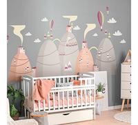Ambiance Sticker Muraux Enfants Décoration Chambre Bébé - Autocollant Sticker Mural Adhesif Géant | Montgolfières Amies du Ciel - H100 x L150 cm