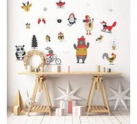 Ambiance Sticker Noël Merry Christmas Autocollants Stickers Adhésifs Noël Décoration Fêtes pour Chambre et Salon Animaux Hivernales - H100 x L160 cm