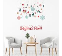 Ambiance Sticker Noël Merry Christmas Autocollants Stickers Adhésifs Noël Décoration Fêtes pour Chambre et Salon Décoration Joyeux Noël - H90 x L100 cm