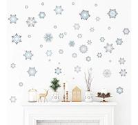 Ambiance Sticker Noël Merry Christmas Autocollants Stickers Adhésifs Noël Décoration Fêtes pour Chambre et Salon Flocons de Neige - H80 x L105 cm