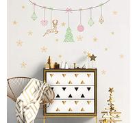 Ambiance Sticker Noël Merry Christmas Autocollants Stickers Adhésifs Noël Décoration Fêtes pour Chambre et Salon Guirlande de Noël Origami - H100 x L190 cm