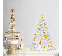 Ambiance Sticker Noël Merry Christmas Autocollants Stickers Adhésifs Noël Décoration Fêtes pour Chambre et Salon Sapin de Noël Doré et Gris - H170 x L120 cm