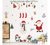 Ambiance Sticker Noël Merry Christmas Autocollants Stickers Adhésifs Noël Décoration Fêtes pour Chambre et Salon Père Noël et Éléments de Noël - H120 x L160 cm