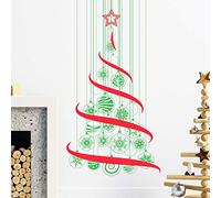 Ambiance Sticker Noël Merry Christmas Autocollants Stickers Adhésifs Noël Décoration Fêtes pour Chambre et Salon Sapin de Noël dans les Airs - H205 x L110 cm
