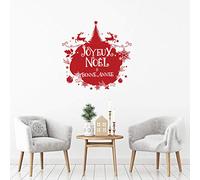 Ambiance Sticker Noël Merry Christmas Autocollants Stickers Adhésifs Noël Décoration Fêtes pour Chambre et Salon Boule de Noël Joyeux Noël et Bonne Année - H20 x L20 cm