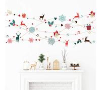 Ambiance Sticker Noël Merry Christmas Autocollants Stickers Adhésifs Noël Décoration Fêtes pour Chambre et Salon Guirlande Design de Noël - H40 x L95 cm