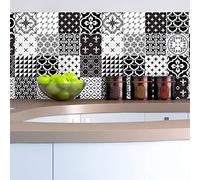 Ambiance Sticker, Ornements Anciens Nuance de Gris, Lot de 16, 20x20 cm | Stickers muraux, résistant à l'eau, crédence adhésive pour cuisine, carrelage adhésif mural cuisine, vinyle adhésif, ciment