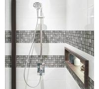 Ambiance Sticker Pack de 6 Stickers Adhésifs Frises Carrelages - Autocollant Frises Carreaux de Ciment - Mosaïque Pierre Mural Salle de Bain, Cuisine - 6 Pièces de 10 x 60 cm