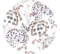 Ambiance Sticker Papier Peint Intissé Pré-encollé Fresques Géantes Fresque Fleurs Champêtre Vintage Aquarelle Blanc - H60 x L60 cm