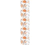 Ambiance Sticker Papier Peint Intissé Pré-encollé Rouleau Wallpaper Abstrait Fleurs Blanc et Orange Adhésif Décorative - 1 Roulle de H300 x L60 cm