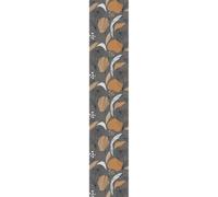 Ambiance Sticker Papier Peint Intissé Pré-encollé Rouleau Wallpaper Abstrait Fleurs Gris et Orange Adhésif Décorative - 1 Roulle de H300 x L60 cm