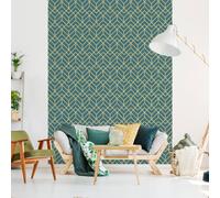 Ambiance Sticker Papier Peint Intissé Pré-encollé Rouleau Wallpaper Art Déco Scandinave Nuance Bleu Adhésif Décorative - 1 Roulle de H300 x L60 cm