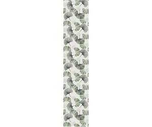 Ambiance Sticker Papier Peint Intissé Pré-encollé Rouleau Wallpaper Feuilles de Ginkgo Gris Vert Adhésif Décorative - 1 Roulle de H300 x L60 cm