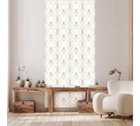 Ambiance Sticker Papier Peint Intissé Pré-encollé Rouleau Wallpaper Motif Art Déco Géométrique Blanc Adhésif Décorative - 1 Roulle de H300 x L60 cm