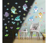 Ambiance Sticker Phosphorescent Lumineux Autocollant Mural Plafond Enfant Fluorescent Animaux Marins - H40 x L30 cm