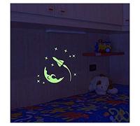 Ambiance Sticker Phosphorescent Lune avec fusée - 20 x 25 cm