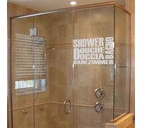 Ambiance Sticker Porte de Douche, film dépoli vitre, Langues, 55 x 80 cm | Idéal paroi de douche, vitre et fenêtre, stickers fenêtre décoratifs, sans outil ni colle nécessaire, résistant à l'eau