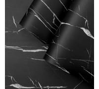 Ambiance Sticker Rouleau Adhésif au Mètre - Autocollants Revêtement Adhésif Cuisine, Meubles et Salle de Bain Marbre Noir et Blanc - H60 cm x L8 m