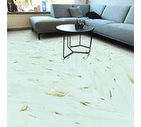 Ambiance Sticker Sol Carreaux de Ciment Azulejos avec Laminat de Protection Plastique Anti-Dérapant | Mabre Bleu Lignes Dorées Sol Résistant à l'eau - Sticker Carrelage Adhésif pour Sol - 30 x 30 cm